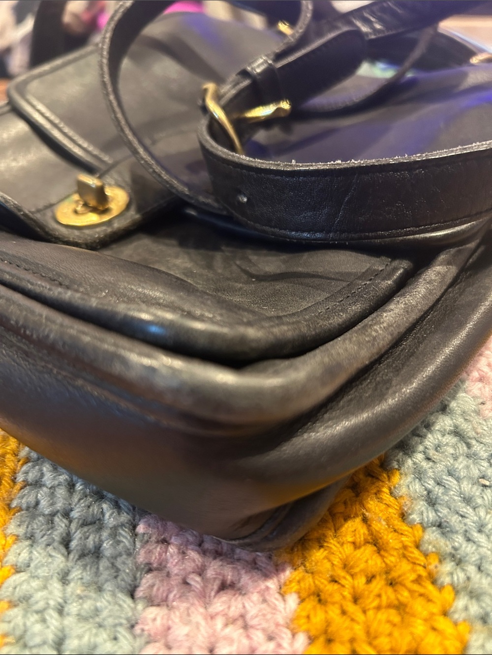 Vintage Coach Station Bag Black Leather Crossbody Messenger Bag - Picture 14 of 14